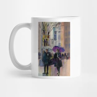 Rainy Day Woman in New York City.. Original Watercolor Print Mug